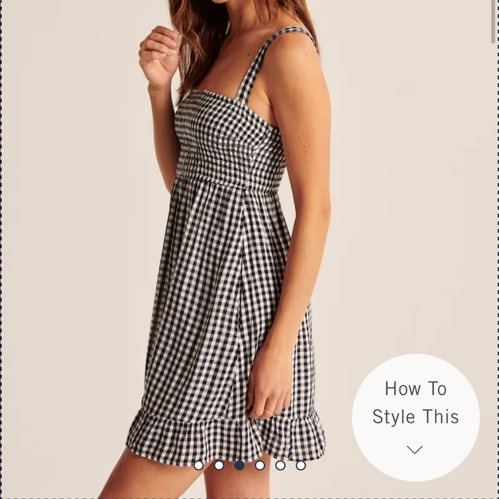 Gingham smocked squareneck mini dress - Picture 3 of 4